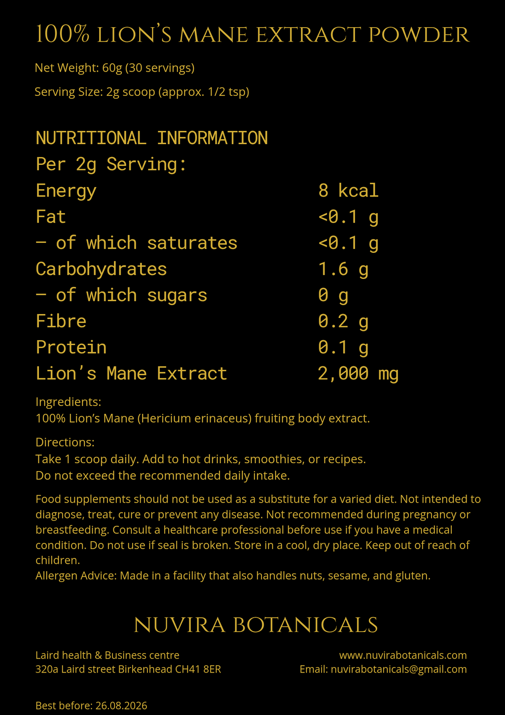 Lions Mane Mushroom Extract Powder